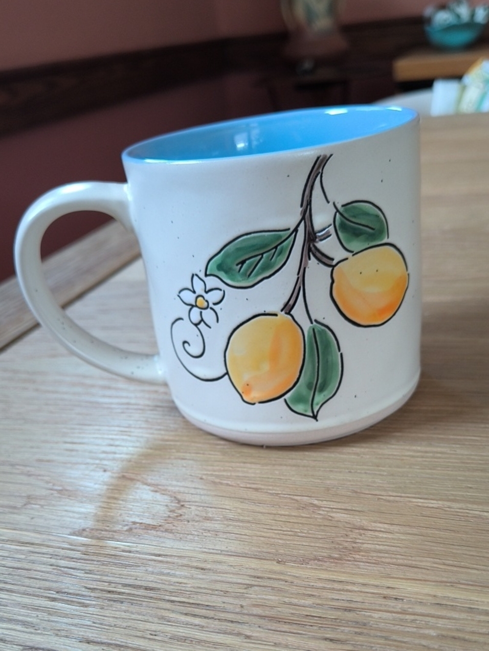 Spectrum Designz Braxton Lemon Speckled Stoneware Mug – Blue Inside